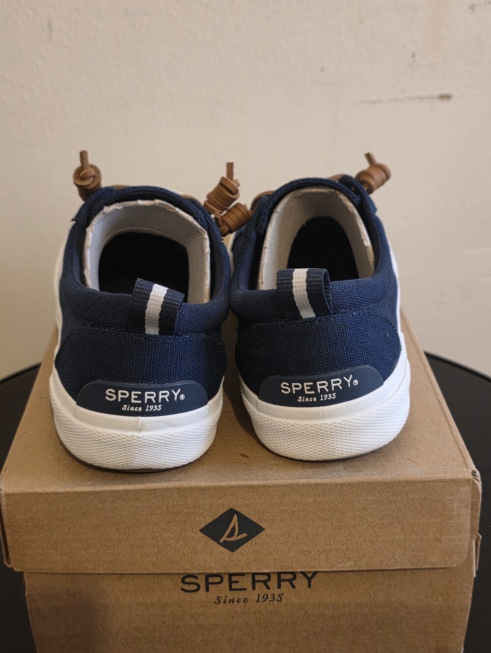 Women's Navy Canvas Casual Sneakers with Contrast White Sole - Picture 7 of 9